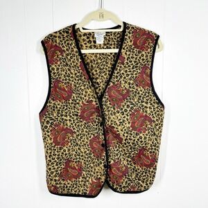 VTG Union Made Napa Valley Paisley and Animal Print Quilted Vest Large